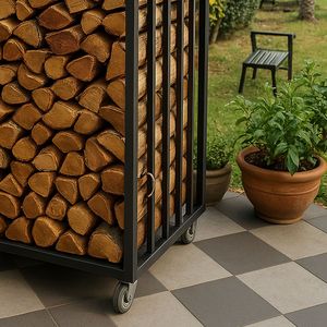Eco acciaio antracite 80x80 xh190 cm legnaia su ruote-soluzione di stoccaggio portatile - Product Image 4