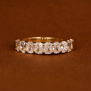 Lujoso 18KT oro amarillo sólido nupcial boda banda cojín corte 9 piedra laboratorio cultivado diamante aniversario regalo para niña - Product Image 1