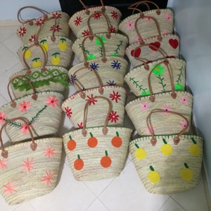 Bolso de Hombro de Paja de Bambú Hecho a Mano, Moderno, Bohemio, Unisex, Ligero, Duradero, con Patrón Geométrico de Flores Abiertas, Forma Regular - Product Image 6
