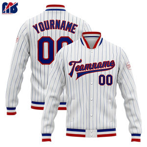 Veste bomber de baseball entièrement personnalisable avec votre nom, votre numéro et votre équipe, veste universitaire à boutons - Product Image 1