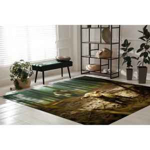 Alfombra con diseño de cordero en el bosque: Decoración rústica de animales del bosque, alfombra delgada no tejida - Product Image 4