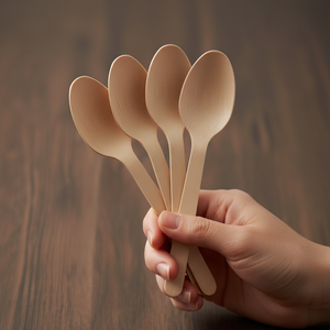Cuillères en bois écologiques de 140 mm, biodégradables, en bois de bouleau, couverts jetables durables pour les restaurants - Product Image 6