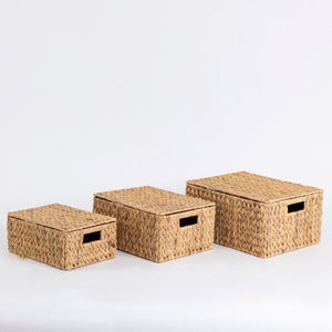 Haute qualité 100% naturel jonc de mer tissé panier jacinthe d'eau panier de rangement rectangulaire meilleur prix Vietnam ménage stockage - Product Image 1
