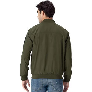 Blouson bomber décontracté pour homme avec logo brodé et col côtelé coupe-vent - Product Image 4
