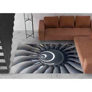 Tapis imprimé avec un motif d'avion, design moderne d'avion, tapis rond antidérapant, tapis fin non tissé - Product Image 1