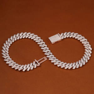 Bijoux Hip Hop 18mm 24 pouces argent 925 bijoux hommes or Rose Vvs Moissanite diamant cubain lien chaîne plein diamant hommes chaîne - Product Image 4