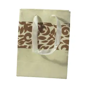 Beautiful Handmade Recycled Cotton Paper Matching Satin Ribbons Handle With Quality Of Flock Print (Velvet Print) Bag