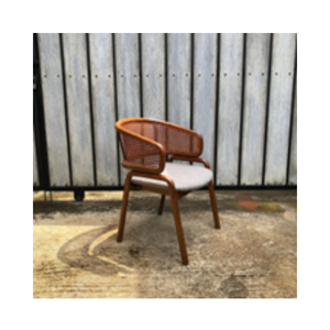 Chaise de restaurant extérieure de style moderne, couleur brun foncé, dossier solide, siège en rotin, chaises de salle à manger à vendre - Product Image 4