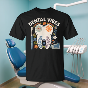 T-Shirt Personalizzabile per Igiene Dentale con Motivo Floreale, Regalo Promozionale per Professionisti Odontoiatrici - Product Image 3