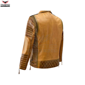 Veste en cuir véritable pour homme, mode hivernale, fabriquée au Pakistan, col montant, toile unie, fermeture éclair sur le devant, imperméable, OEM, direct - Product Image 4