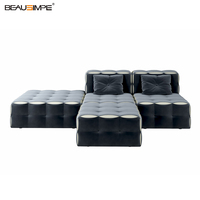 Ensemble de canapés italiens modernes et luxueux pour salon, unités modulaires en cuir nubuck, meubles européens