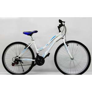 Vélo pour femme Dorello 24 pouces, cadre blanc turquoise avec autocollant modèle, 6 vitesses, cadre entièrement amorti pour la conduite en ville - Product Image 1