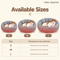 Coussin pour chat Yangyangpet en peluche côtelée grise, rond, à bords hauts