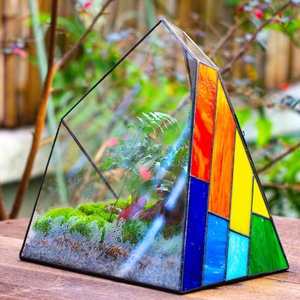 Terrarium artisanal en verre teinté arc-en-ciel, forme gé<span class=keywords><strong>om</strong></span>étrique irrégulière en forme de crête de glace, expédié dans le monde entier - Product Image 4