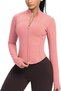 Haute qualité femmes vêtements de Yoga Fitness veste à capuche fermeture éclair broderie rayure séchage rapide coupe-vent course - Product Image 6