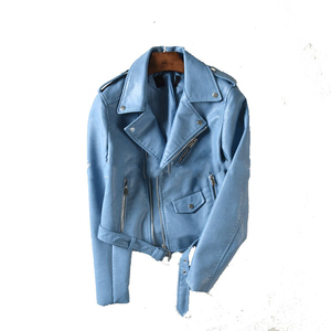 Chaqueta de Cuero Entallada, Chaqueta de Cuero con Cuello Alto y Cremallera, Ropa de Motociclista para Mujer, Moda - Product Image 1