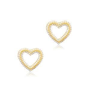 Boucles d'oreilles clous en argent sterling 925 plaqué or, motif cœur creux minimaliste avec pierre CZ, faites à la main, bijoux fins tendance pour soirée - Product Image 4