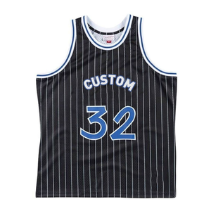 Ropa de calle retro unisex para hombre, camiseta de baloncesto personalizada, camiseta de baloncesto con rayas bordadas de malla con estampado personalizado - Product Image 3