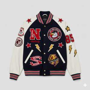 Veste universitaire en laine méltée luxueuse, manches en cuir de vachette personnalisées, blouson bomber de qualité supérieure, vêtements pour hommes - Product Image 3
