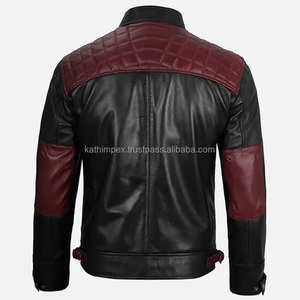 Chaqueta de cuero acolchada personalizada OEM para hombre, mangas a rayas, bolsillos con múltiples cremalleras, hebillas laterales para invierno informal transpirable - Product Image 3