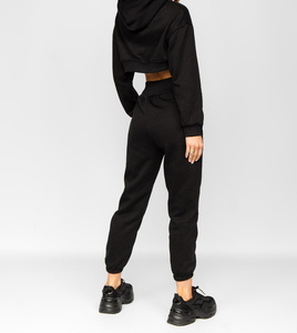 Hot Sale <b>Women's</b> 100% Cotton Fleece 2-Piece <b>Shorts</b> Set Long Pullover Oversized Hoodie Casual Jogging Suit Autumn Breathable - Product Image 5