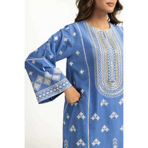 IUSTKSD-2053 Ensemble décontracté 3 pièces brodé en tissu lawn avec col mandarin, respirant, style boutique, taille unique pour événements diurnes - Product Image 2