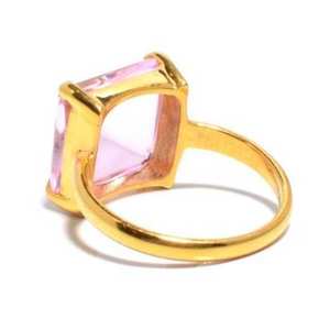 สีชมพูควอตซ์ Hydro แฮนด์เมดพลอยชุบทองแหวน - Product Image 2