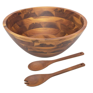 Ensemble de saladiers en bois d'acacia écologiques les plus vendus avec service à salade Ensemble de 4 ustensiles de cuisine de taille personnalisée Vente en gros Vietnam - Product Image 6