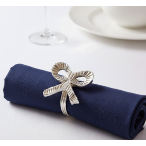 Ronds de serviette élégants en métal argenté avec nœud papillon pour mariage, dîner et décoration de table à la maison – Meilleur prix - Product Image 1