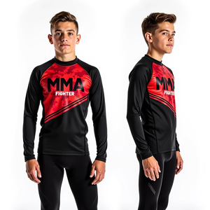 เสื้อแรชการ์ดระบายความร้อนแบบมีแขนและป้องกันรังสียูวีสำหรับ MMA และในสไตล์กิโมโน - Product Image 5