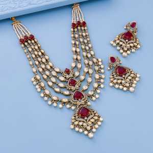 Kundan Wedding <b>Necklace</b> with Zinc Alloy Water Drop Shape and Bezel Setting Elegant and Timeless Design - Product Image 2