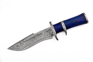 Cuchillo de caza de acero de Damasco hecho a mano con Funda de cuero, cuchillo de hoja fija para acampar, compatible con OEM - Product Image 2