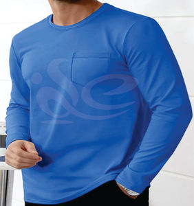 T-shirt en coton épais coupe ajustée pour hommes 100%, respirant, anti-rides, col rond, manches longues, logo personnalisé, streetwear - Product Image 3