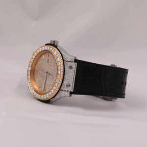Montre de luxe de haute qualité avec bracelet en acier inoxydable, moissanite taillée, demi-sertie, classique, date, chiffres romains, cadran en verre - Product Image 3