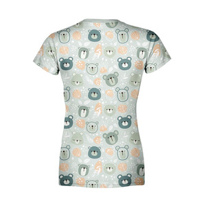 La última Camiseta deportiva de manga corta con cuello redondo OEM, camiseta de sublimación de poliéster con estampado de logotipo de gran tamaño para mujer, alta calidad. - Product Image 3