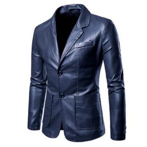 Vestes en cuir de vache véritable pour hommes, automne-hiver, col mandarin, coupe slim, couleur unie, moto, décontracté, business, streetwear - Product Image 1