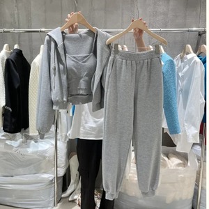 Plus Size Unisex Casual Sports Suit Autumn 2024 Style <b>Long</b> <b>Sleeve</b> Hooded Jacket Stylish <b>Vest</b> Three-piece Set Printed Maternity - Product Image 2