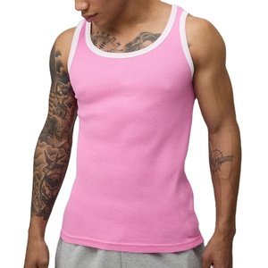 Sleeveless Solid Color Men Ribbed Material High Stretchy Quick Dry Longline Slim Fit Breathable Tank Top Summer Athletic Fit - Product Image 1