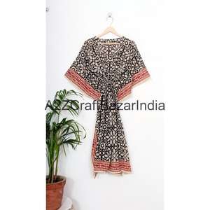 Cotton Hand Made Night Wear Korean Sleeved Women Kaftan <b>Light</b> Weight Beach Wear Summer Dress Handmade Pure Cotton Summer Autumn - Product Image 1