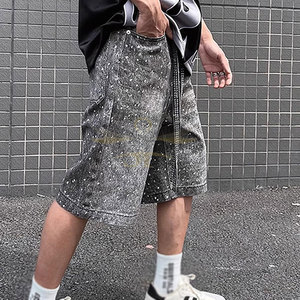 Prix de gros Short en strass décontracté pour l'extérieur Logo personnalisé Short en strass surdimensionné léger pour homme - Product Image 4