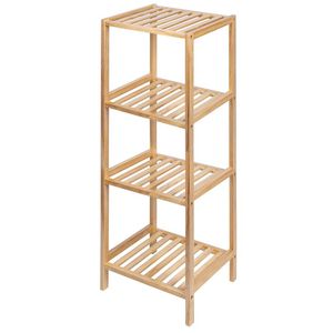 Mobile Bagno Sordine a 4 Ripiani in Legno di Pino, Design Moderno di Lusso, Materiale Acciaio e Bambù, Salvaspazio con Specchio e Vano Portaoggetti - Product Image 1