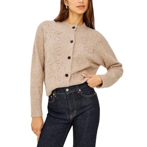 Suéter Cárdigan de Punto Acrílico 100% para Mujer, Manga Larga, Color Sólido, Estilo Casual con Cuello Redondo y Decoración de Botones para la Temporada de Invierno - Product Image 4