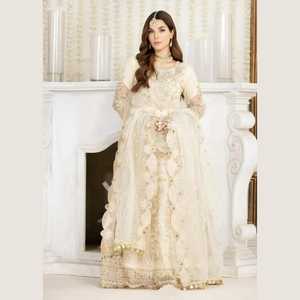Traje de Gharara de Color blanco estilo Bollywood, vestido de novia largo para mujer India pakistaní - Product Image 6