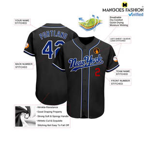 Maillot de baseball authentique personnalisé noir et rouge royal, qualité supérieure, nom et numéro brodés en sergé, vêtements pour les passionnés de sport - Product Image 3