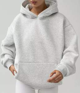 Sweats à capuche pour hommes de qualité de luxe 100% coton pull uni lourd coupe surdimensionnée sweats à capuche pour hommes avec impression de logo personnalisé - Product Image 3