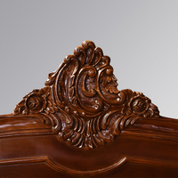 Cadre de lit double en noyer sculpté, style Louis XV français antique, pour chambre à coucher intérieure