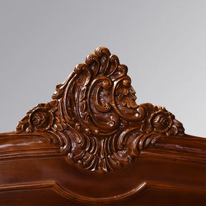 เตียงหลุยส์ทำจากไม้มะฮอกกานีคุณภาพสูงสีน้ำตาลเข้มและแกะสลักสำหรับเฟอร์นิเจอร์ห้องนอน - Product Image 4