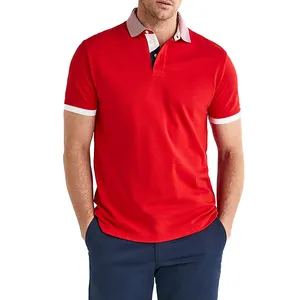 T-shirts personnalisés de couleur rouge et noir à séchage rapide 100% polyester chemises polo unies de golf pour hommes de grande taille personnalisées OEM