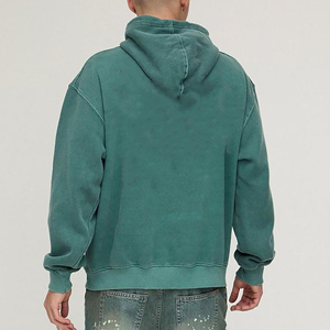 Sudadera con Capucha Personalizada para Hombre, Estilo Lavado Ácido, Hombros Caídos, Cierre de Cremallera, Estilo Urbano, Vintage, Gruesa, Lisa - Product Image 2
