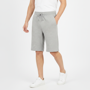Shorts de sport décontractés en coton gris pour hommes, taille élastique avec cordon de serrage, en molleton, coupe ample, pour la gym, la course et la plage en été - Product Image 4